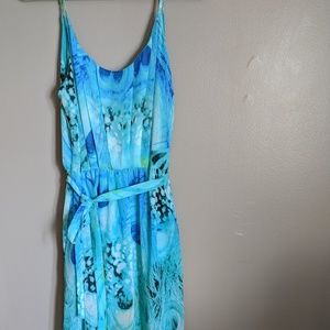 Peacock colored maxi dress